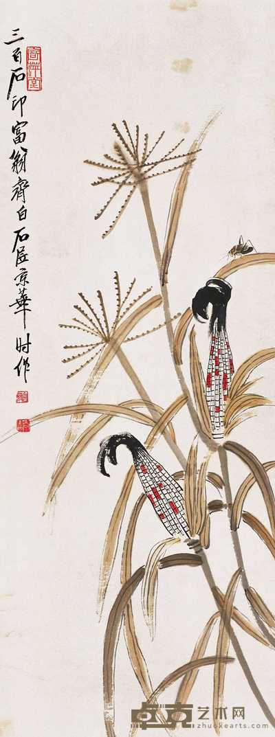 齐白石 玉米 立轴 132×49cm